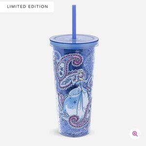 Vera Bradley Disney Cinderella Glitter Tumbler with Straw 24 oz NWT